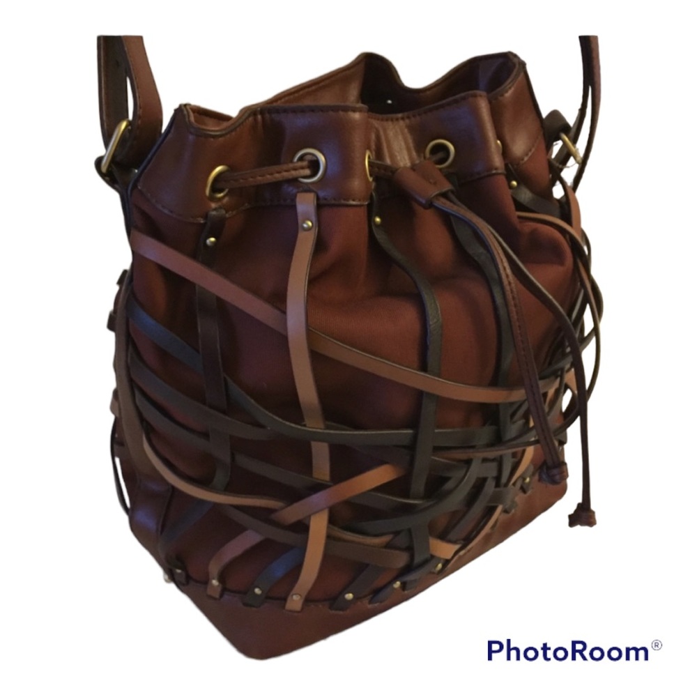 Etienne Aigner Brown & Black Drawstring Purse